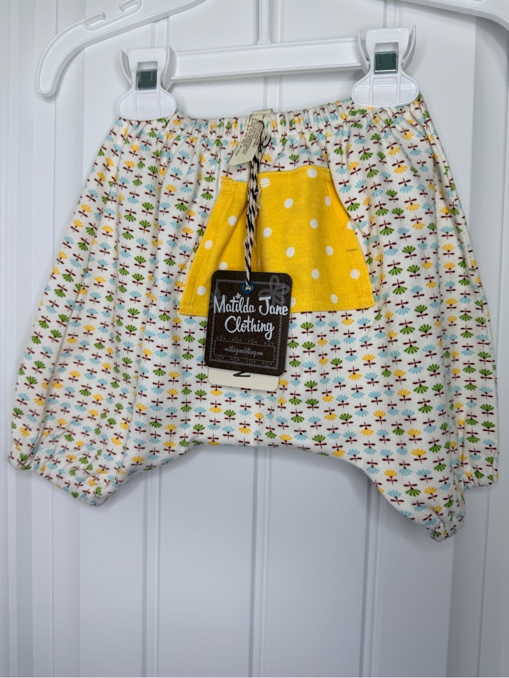NWT Matilda Jane Little Softie Leggings Daydream Yellow Cream 3-6M Boho Bottoms